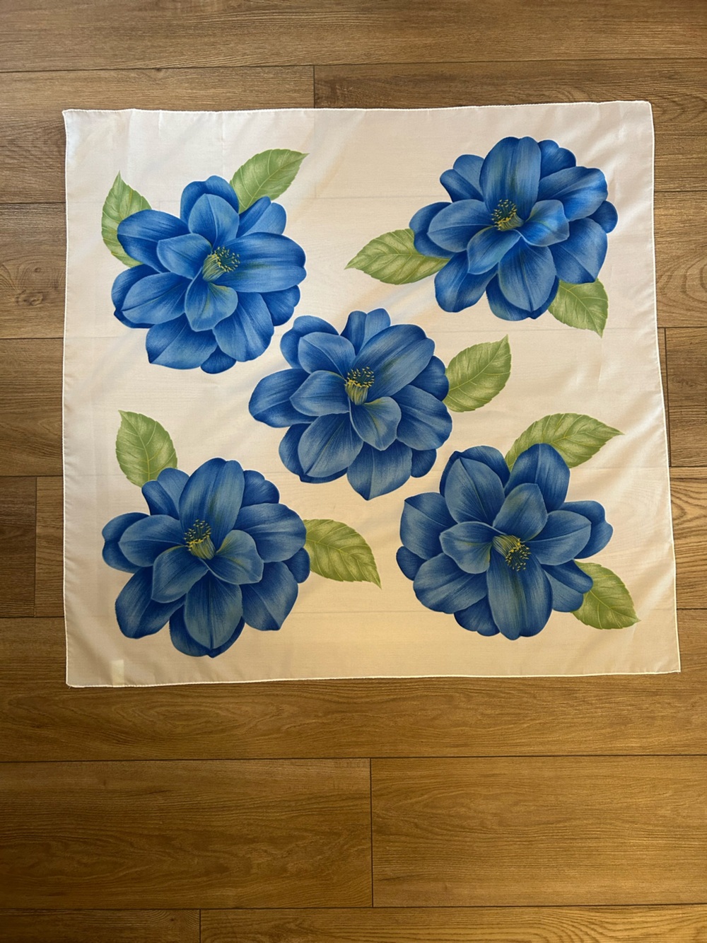 Vintage Honig Scarves Blue Floral Scarf Made in Italy